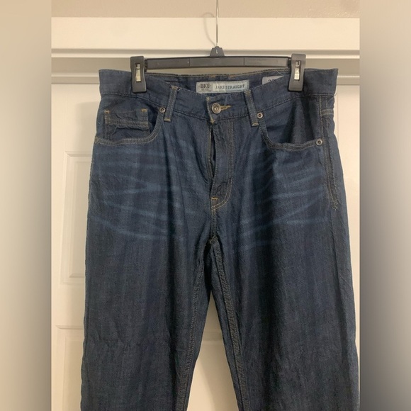 BKE JAKE STRAIGHT DARK BLUE INDIGO Men's Casual Fashion Style Denim Jeans 33R - Picture 3 of 4